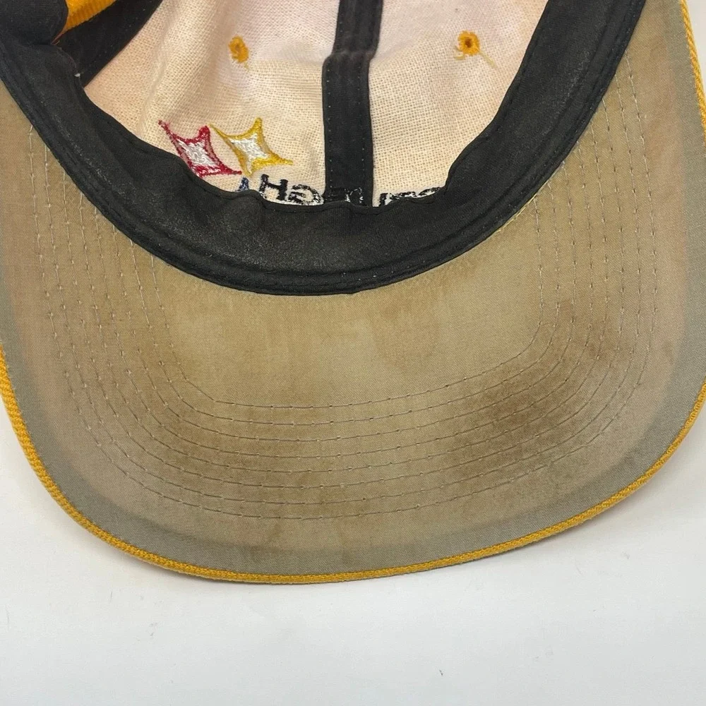 Vintage Pittsburgh Steelers Hat Gold Strapback NFL Football Cap Embroidered
